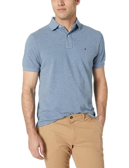 Imagem de Camisa polo masculina Tommy Hilfiger, ajuste clássico, chambray, tamanho S