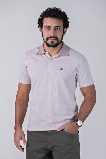 Imagem de Camisa polo modal cinza com detalhes em marsala