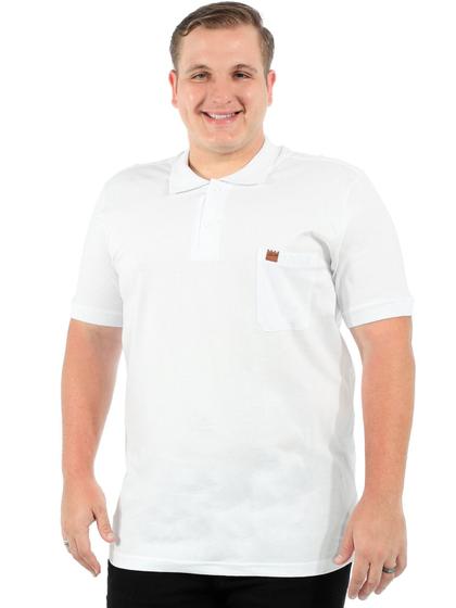 Imagem de Camisa Polo Plus Size Masculina Anistia Bolso Punho Branca