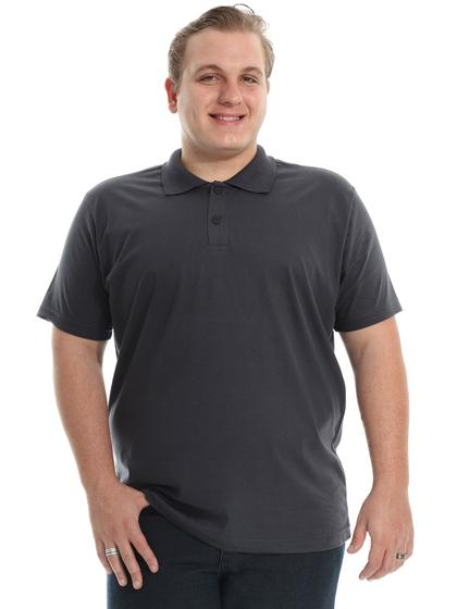 Imagem de Camisa Polo Plus Size Masculina Anistia Lisa Básica Grafite