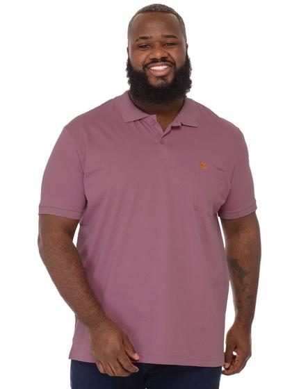 Imagem de Camisa Polo Plus Size Masculina Bolso e Punho Lilás Queimado