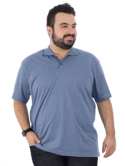 Imagem de Camisa Polo Plus Size Masculina Com Bolso Básica Indigo