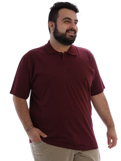 Imagem de Camisa Polo Plus Size Masculina Lisa Básica Vinho