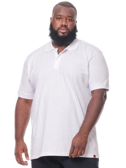 Camisa Polo Plus Size Masculina Lisa Com Punho Branca ANISTIA