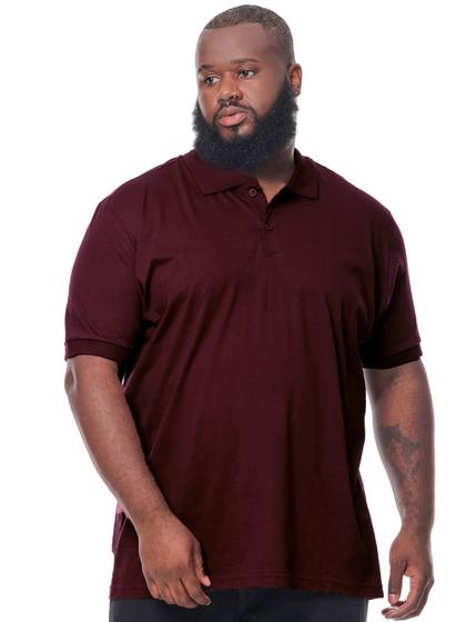 Imagem de Camisa Polo Plus Size Masculina Lisa com Punho Vinho