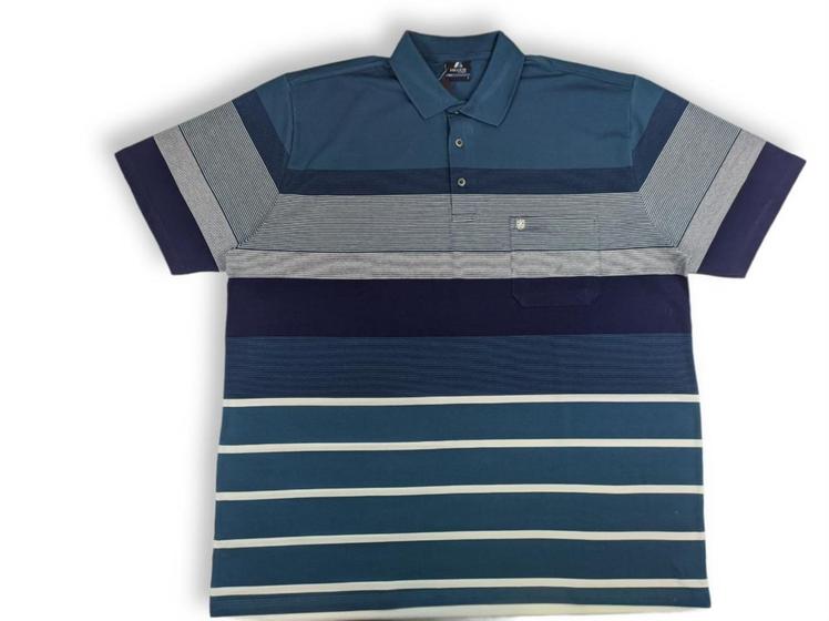 Imagem de Camisa Polo Plus Size Masculino, 2733 c/listras e botões personalizados