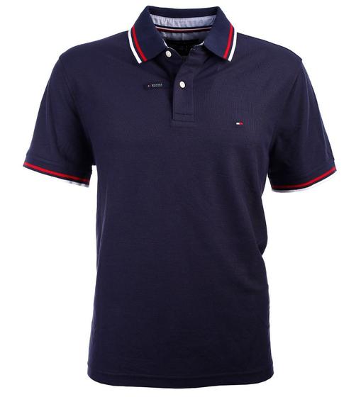 Imagem de Camisa polo Tommy Hilfiger com gola listrada para homens Navy XS