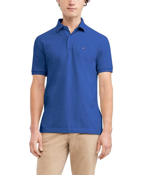 Imagem de Camisa Polo Tommy Hilfiger Masculina - Manga Curta, Algodão Piquet, Azul, Tamanho M