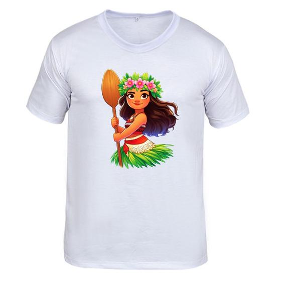 Imagem de Camisa Princesa Moana Mar Infantil Adulto Feminino