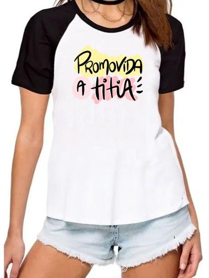 Imagem de Camisa promovida a titia camiseta tia presente raglan