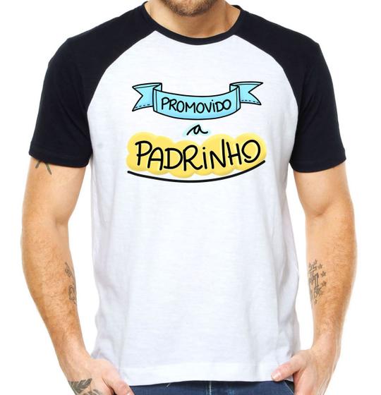 Imagem de Camisa promovido a padrinho camiseta dindo presente raglan