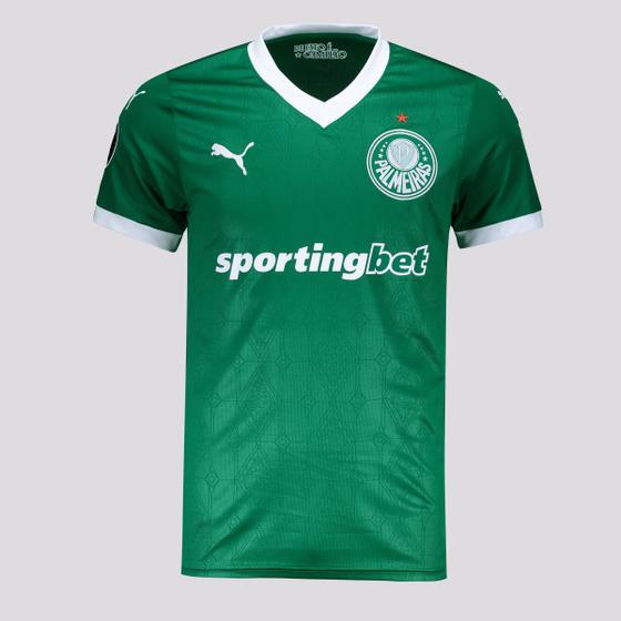 Camisa Puma Palmeiras I 2025 Patch Libertadores Menor preço em Camisa Puma Palmeiras I 2025 Patch Libertadores
