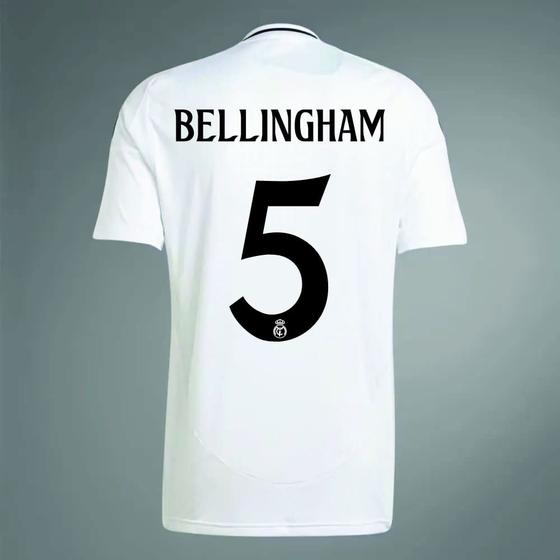 Imagem de Camisa Real Madrid I Adidas 24/25 Bellingham 5 Branca