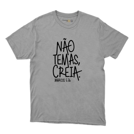 Imagem de Camisa Religiosa de Algodao Masculina Não Temas Creia Basica Gola Redonda Evangelizaçao