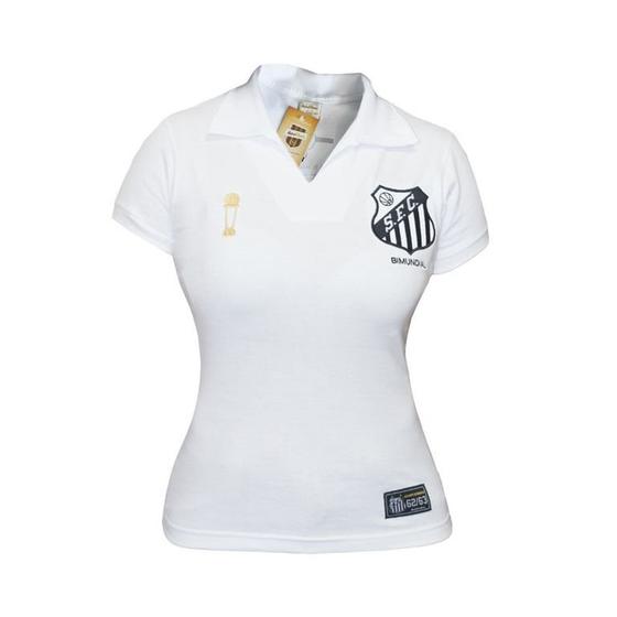 Imagem de Camisa Retrô Feminina Santos Bimundial Branca 62/63