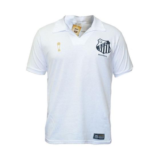 Imagem de Camisa Retrô Masculina Santos Bimundial Branca 62/63