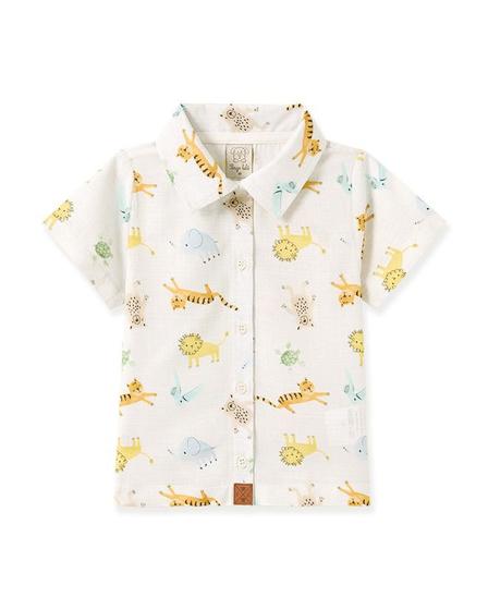 Imagem de Camisa Roupa Infantil Safari Menino Bebê C/ Estampa Safari Bichinhos Confortável Leve Moda Verão