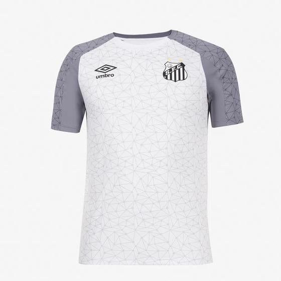Camisa Santos 22/23 Aquecimento Umbro Masculina - Branco+Cinza Menor preço em Camisa Santos 22/23 Aquecimento Umbro Masculina - Branco+Cinza
