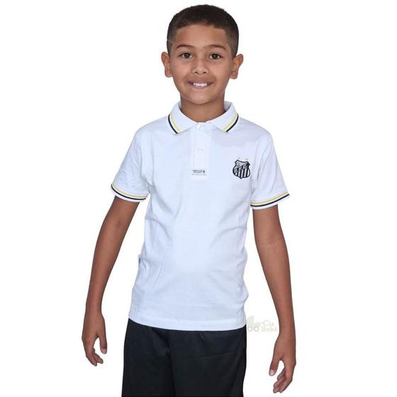 Imagem de Camisa Santos Infantil Gola Polo Branca Oficial