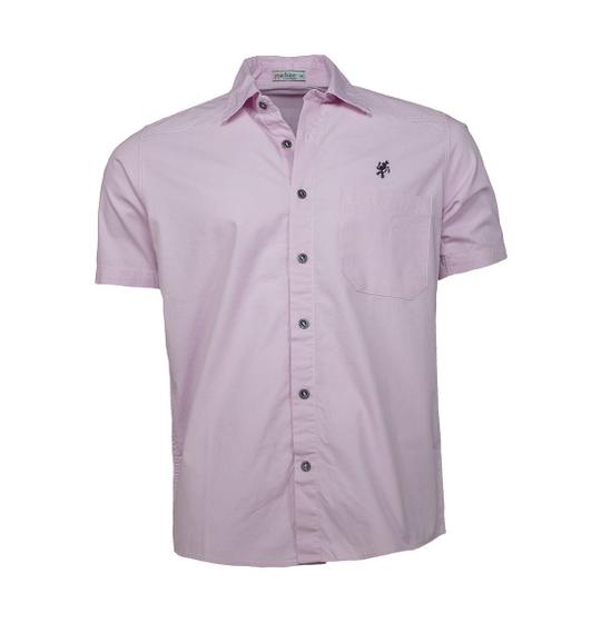 Imagem de Camisa Sarja Masculina Rosa Manga Curta