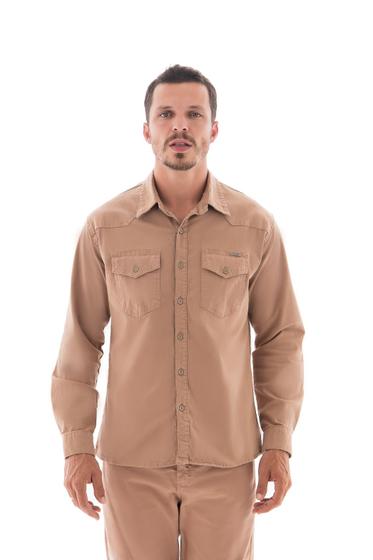 Imagem de Camisa Sarja Masculina Slim Collor com Bolso