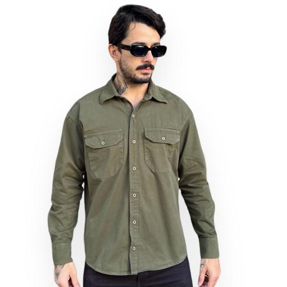 Imagem de Camisa Sarja Workshirt Manga Longa Jeans Militar