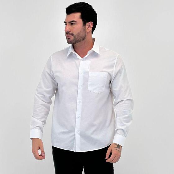 Camisa Sibra Lisa Regular Manga Longa Masculina Imagem de Camisa Sibra Lisa Regular Manga Longa Masculina