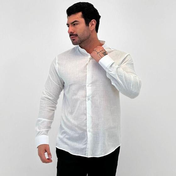 Imagem de Camisa Sibra Manga Longa Slim Gola Mandarim Masculina