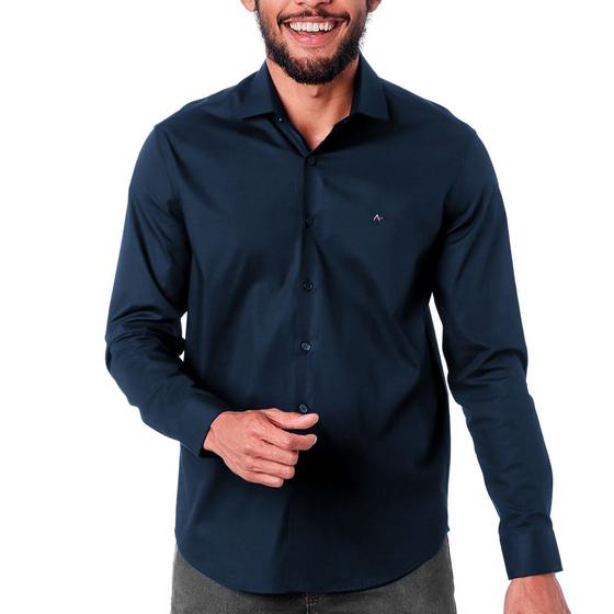 Imagem de Camisa Slim Aramis Tricoline Stretch Ve25 Marinho Masculino