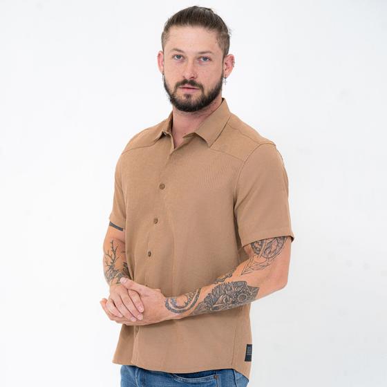 Imagem de Camisa Slim Manga Curta Mostarda Basic