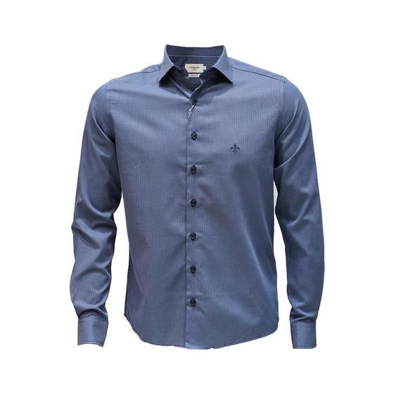 Imagem de Camisa slim maquinetada azul marinho - dudalina