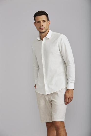 Imagem de Camisa Slub Slim Fit - Cinza Claro