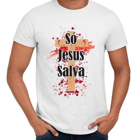 Imagem de Camisa Só Jesus Salva Religiosa Cristã