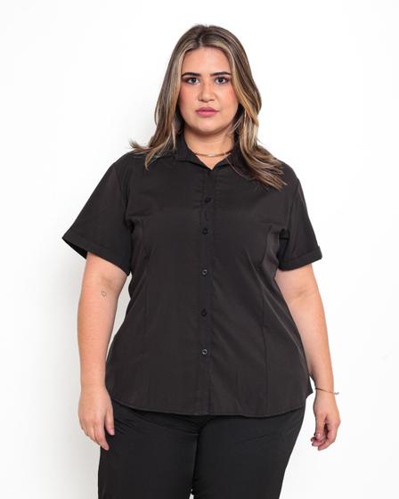 blusa social blusas manga curta plus size
