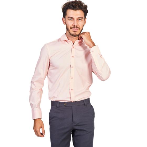 Imagem de Camisa Social Fio Bambu Masculina Slim Fit Tecido