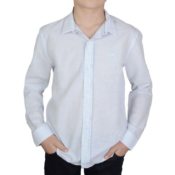 Imagem de Camisa Social Infantil Masculina King&Joe ML Slim Azul Claro