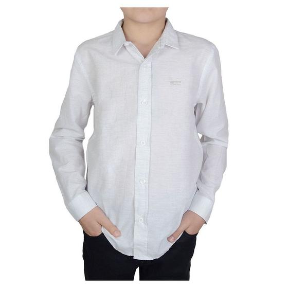 Imagem de Camisa Social Infantil Masculina King&Joe ML Slim Off White