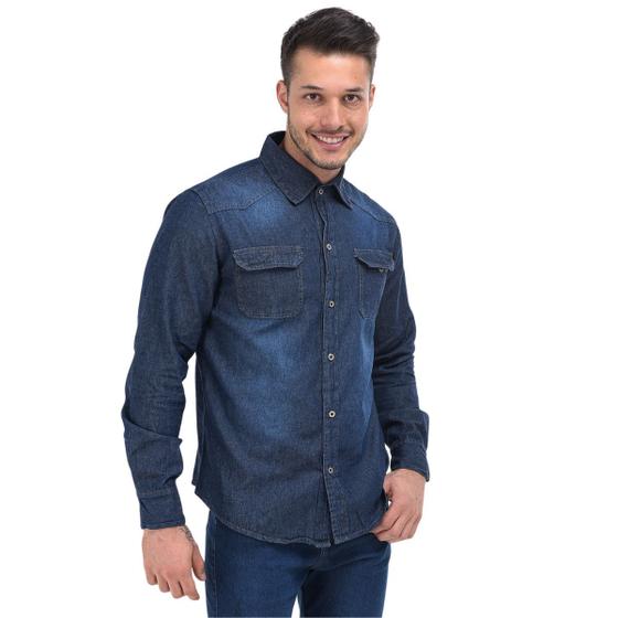 Imagem de Camisa Social Jeans Masculina Premium