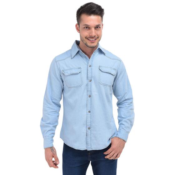 Imagem de Camisa Social Jeans Masculina Premium