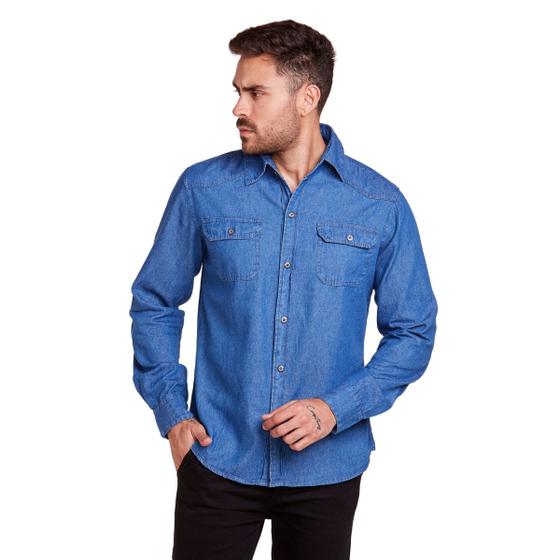 Imagem de Camisa Social Jeans Masculina Premium