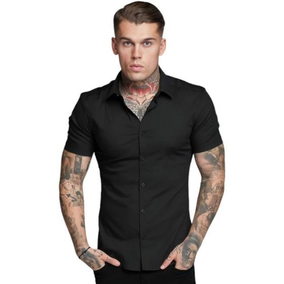 Imagem de Camisa Social Manga curta Masculina Slim Fit