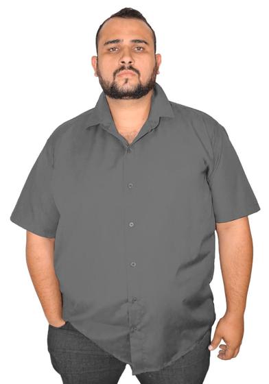 Imagem de Camisa Social Manga Curta Plus Size Masculina Extra Grande