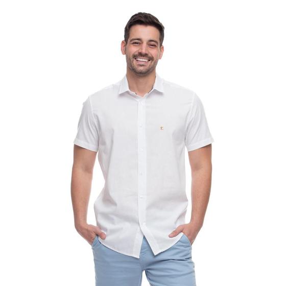 Imagem de Camisa Social Manga Curta Slim Masculina Teodoro Linho Leve