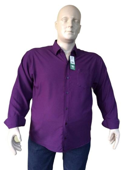 Imagem de Camisa Social Manga longa PLUS SIZE Passa fácil 1601 com bolso masculina