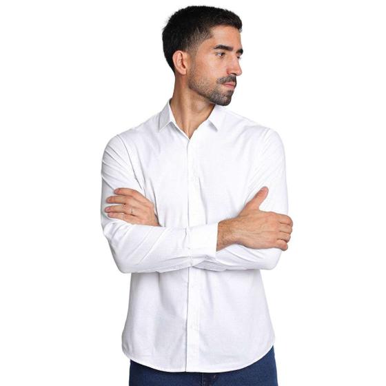 Imagem de Camisa Social Manga Longa Slim Fit Masculina Algodão