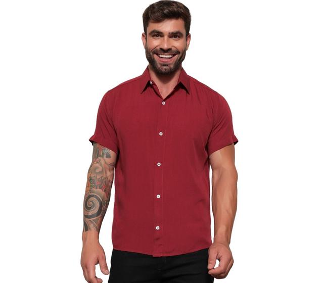 Imagem de Camisa Social Manga Slim Botão Masculina Algodão 100%