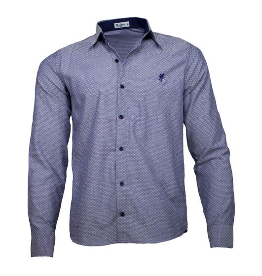 Imagem de Camisa Social Masculina Azul Maquinetado