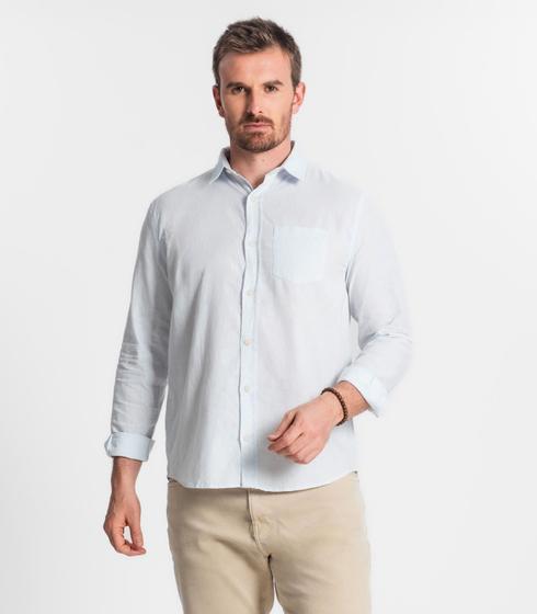 Imagem de Camisa Social Masculina Básica Com Bolso Select Azul