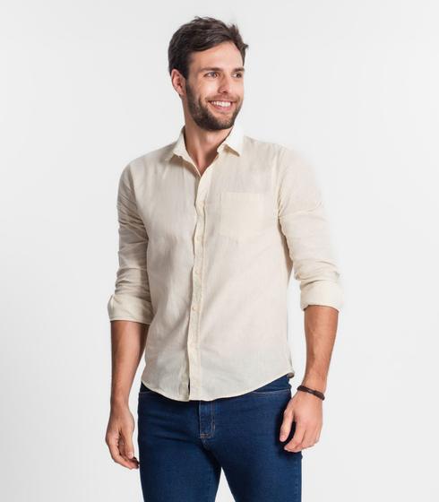 Imagem de Camisa Social Masculina Básica Com Bolso Select Marrom