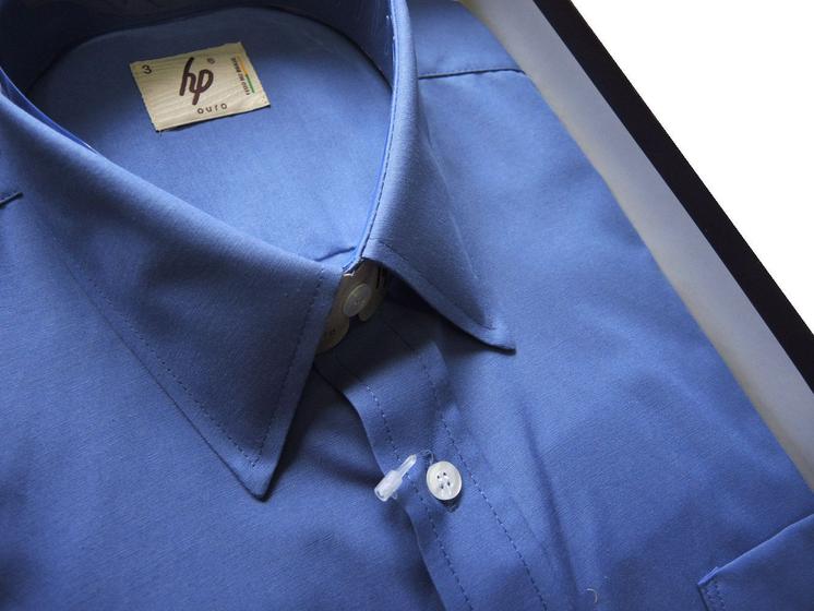 Camisa Social Masculina Humberto Pascuini Manga Curta Tradicional Algodão/Poliéster com Bolso Cor Azul Cobalto Menor preço em Camisa Social Masculina Humberto Pascuini Manga Curta Tradicional Algodão/Poliéster com Bolso Cor Azul Cobalto